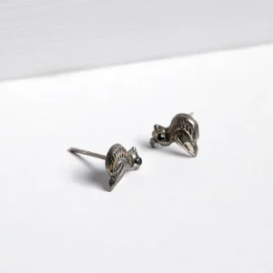 Simulated Stone Oxidized Silver Earrings